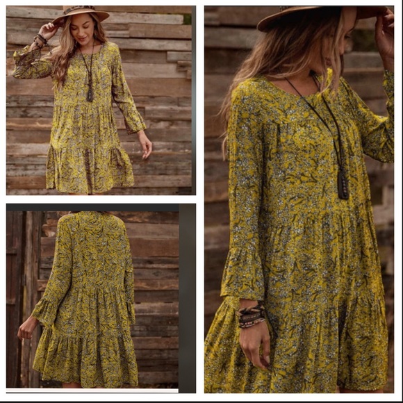 BOHO FLORAL TIERED DRESS SMALL AVAILABLE  NWT - Picture 3 of 9